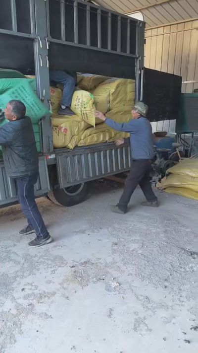 邢台发酵鸡粪，羊粪，有机肥正在卸车中