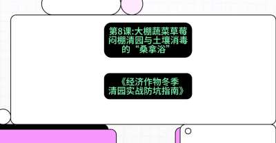 第8节：【大棚蔬菜草莓】闷棚清园与土壤消毒的&ldquo;桑拿浴&rdquo;，课程：《经济作物冬季清园&middot;实战防坑指南》#识农AI